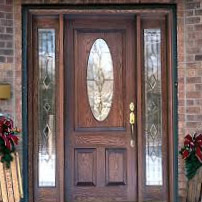 Wood Entry Door with oval glass