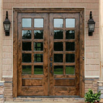 Wood French Door With Grid